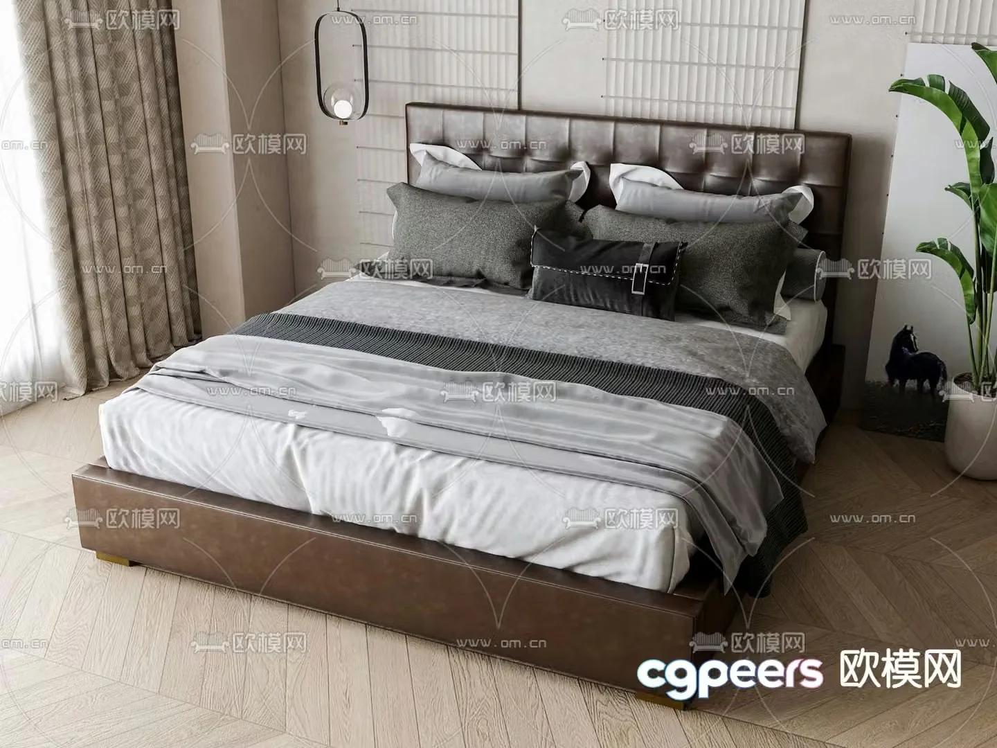Modern double bed 3d model