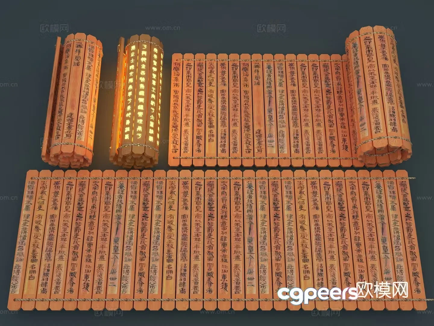 Chinese style bamboo slips bamboo slips bamboo slips luminous bamboo slips 3D model