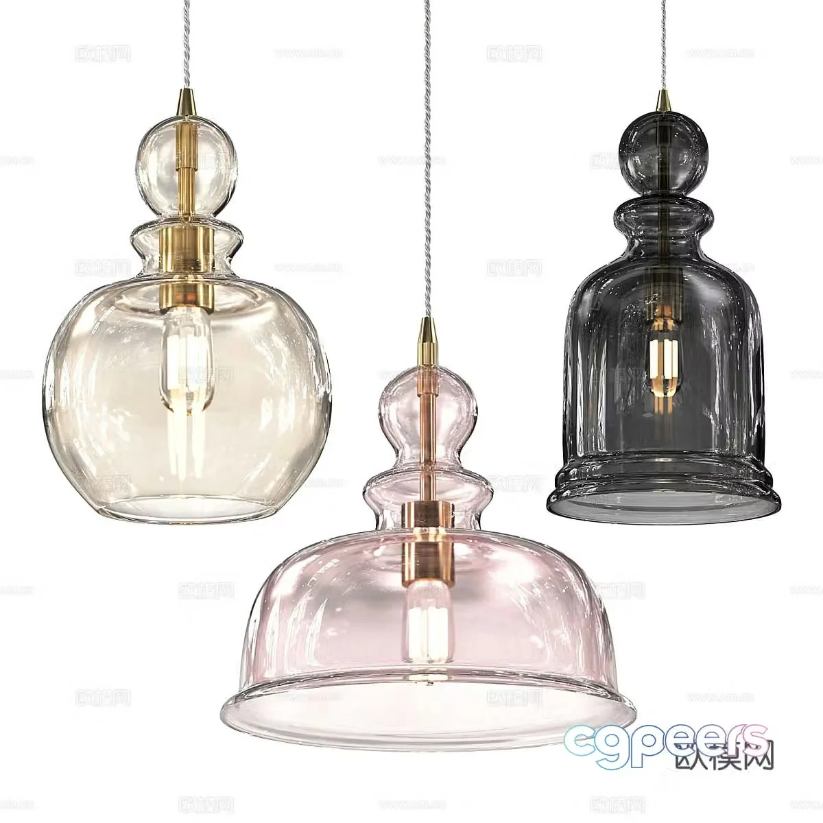 Modern Cream Style Tone Chandelier 3d Model