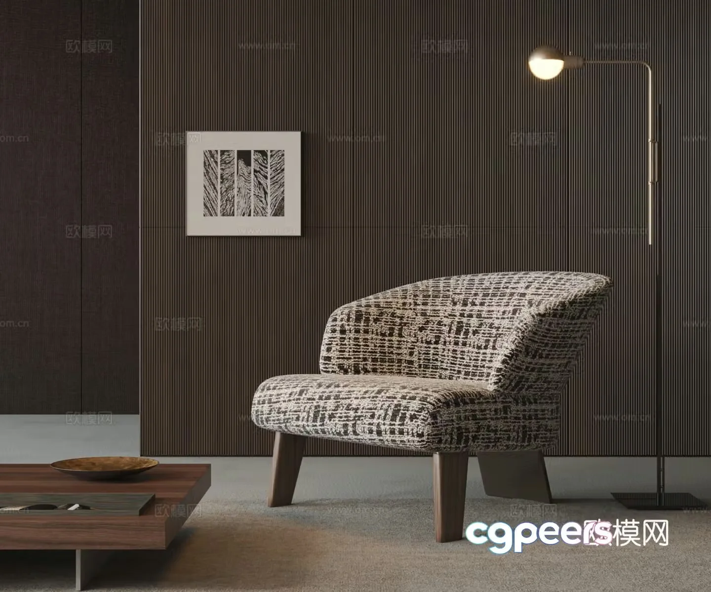 Minotti Italian sofa chair leisure chair armchair single sofa coffee table 3d model