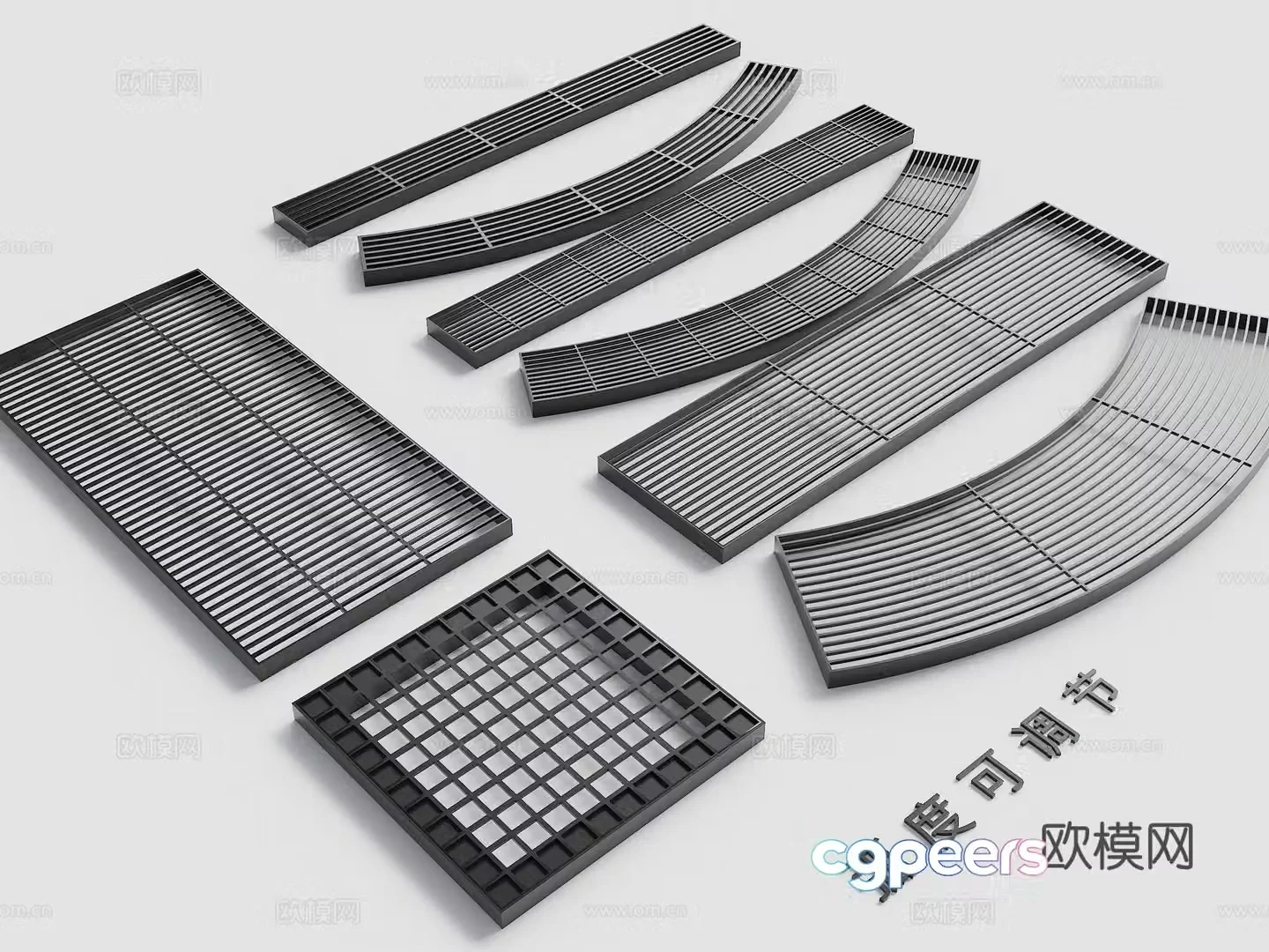 Modern manhole cover curved manhole cover rainwater grate inspection well drainage manhole cover drainage ditch cover 3D model
