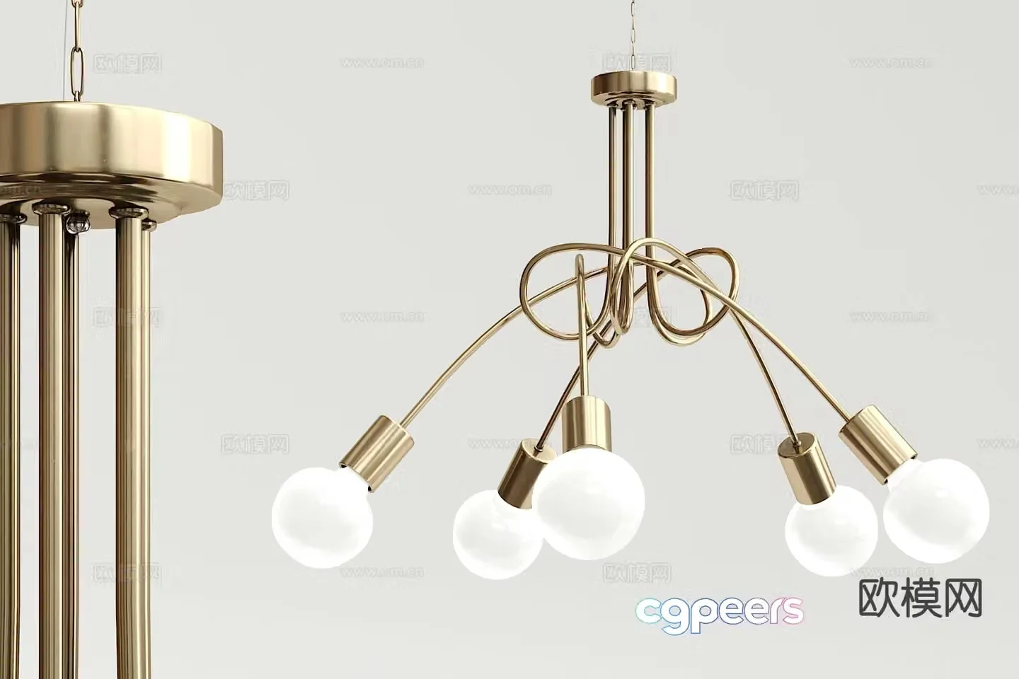 Light luxury multi-head chandelier 3D model