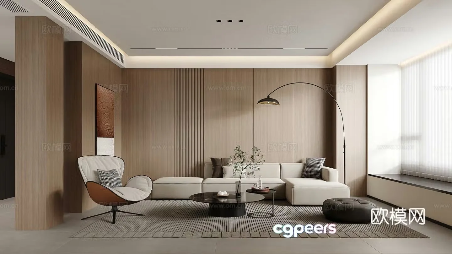 Italian living room modern living room living dining room combination sofa casual sofa floor lamp 3d model