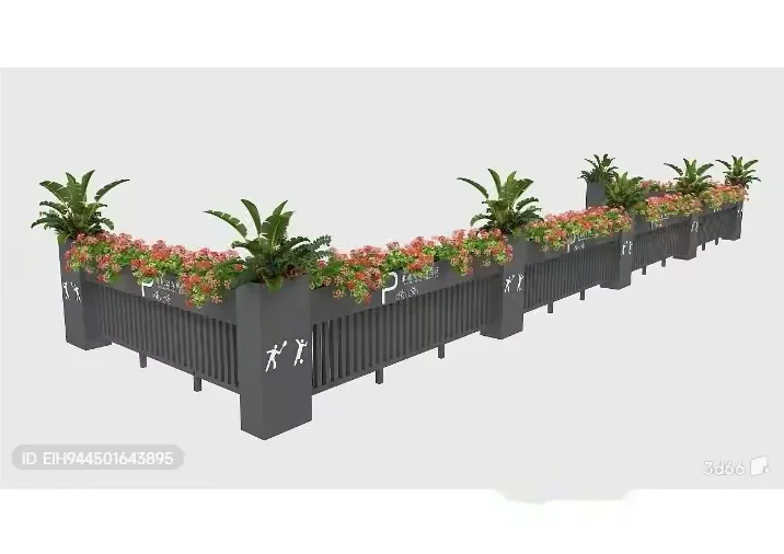 Black Planter Boxes With Pink Flowers 3D Model – 12634 – VRAY Render