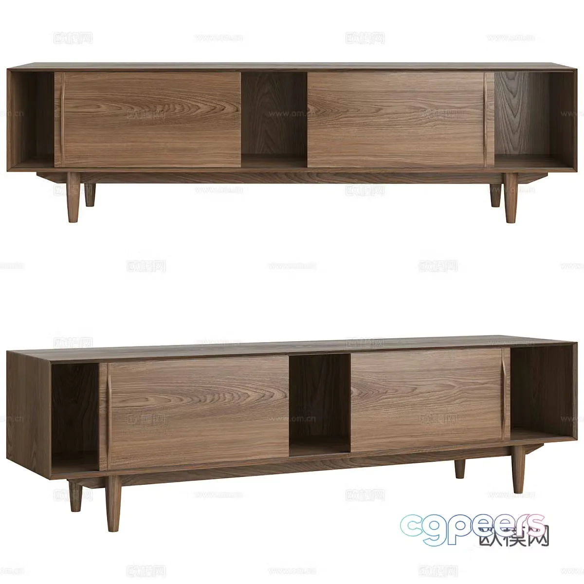Modern Italian minimalist solid wood TV cabinet 3D model