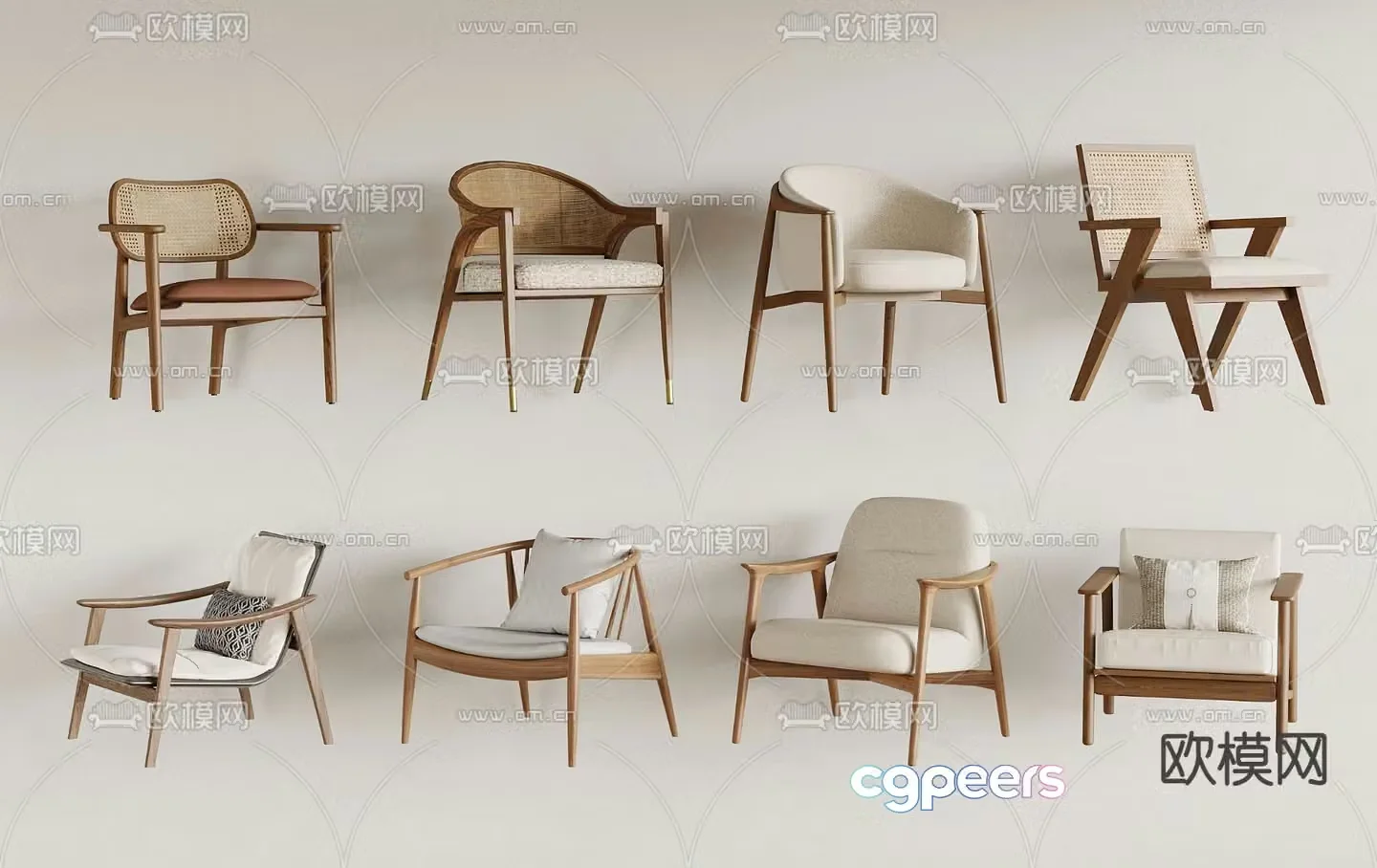 Wabi-sabi chair leisure chair 3d model
