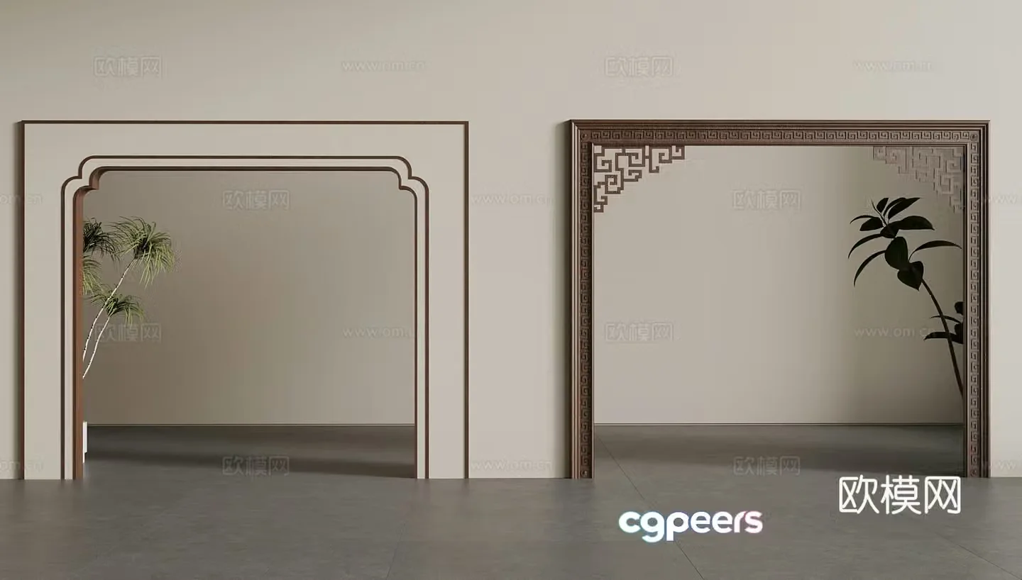 New Chinese style medieval door cover jamb lines wall light 3d model