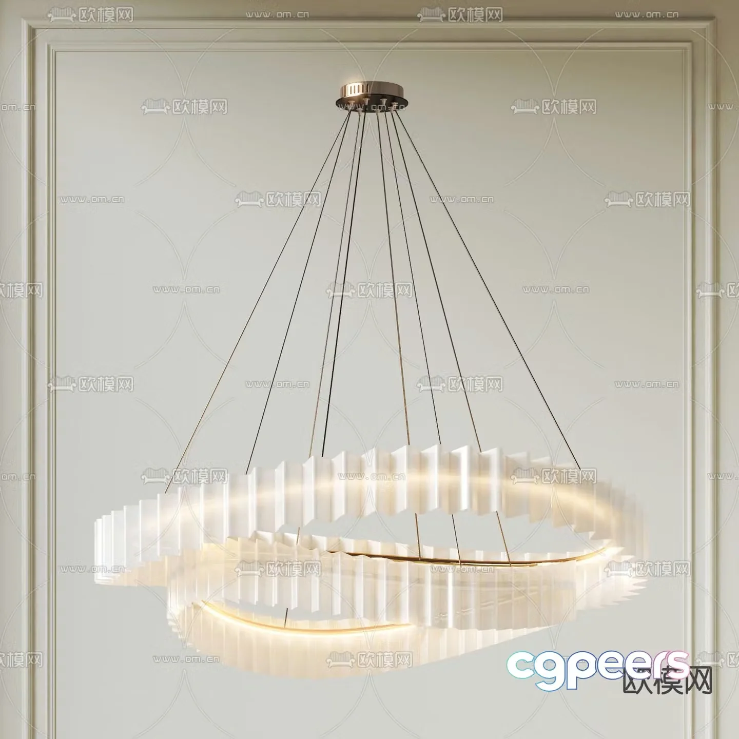 Cream style chandelier restaurant chandelier 3d model