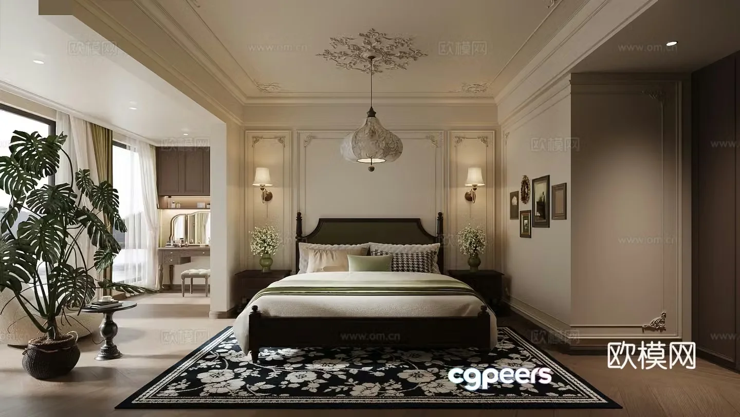 French retro bedroom master bedroom 3d model