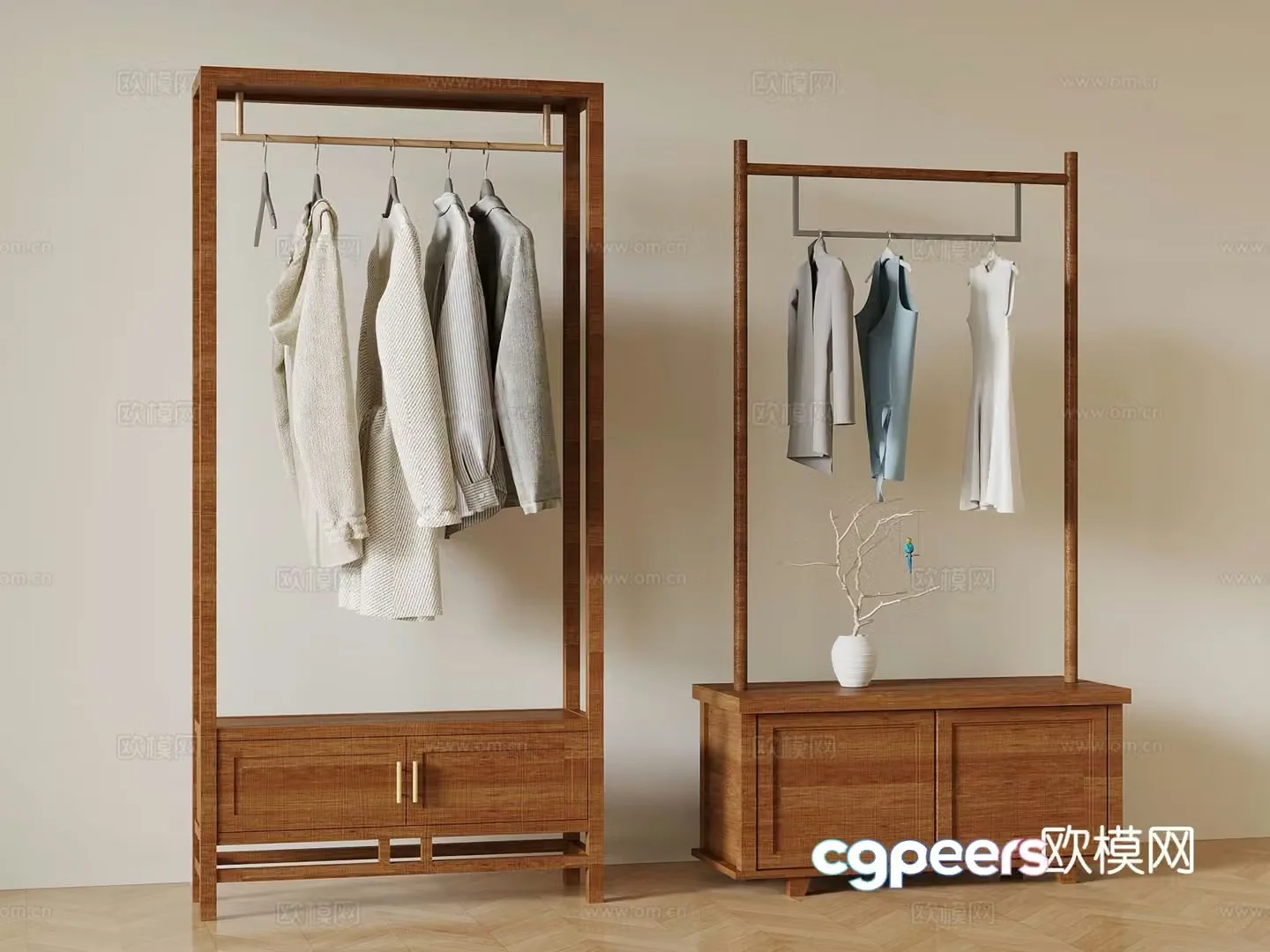 Medieval style clothes hanger wardrobe 3d model