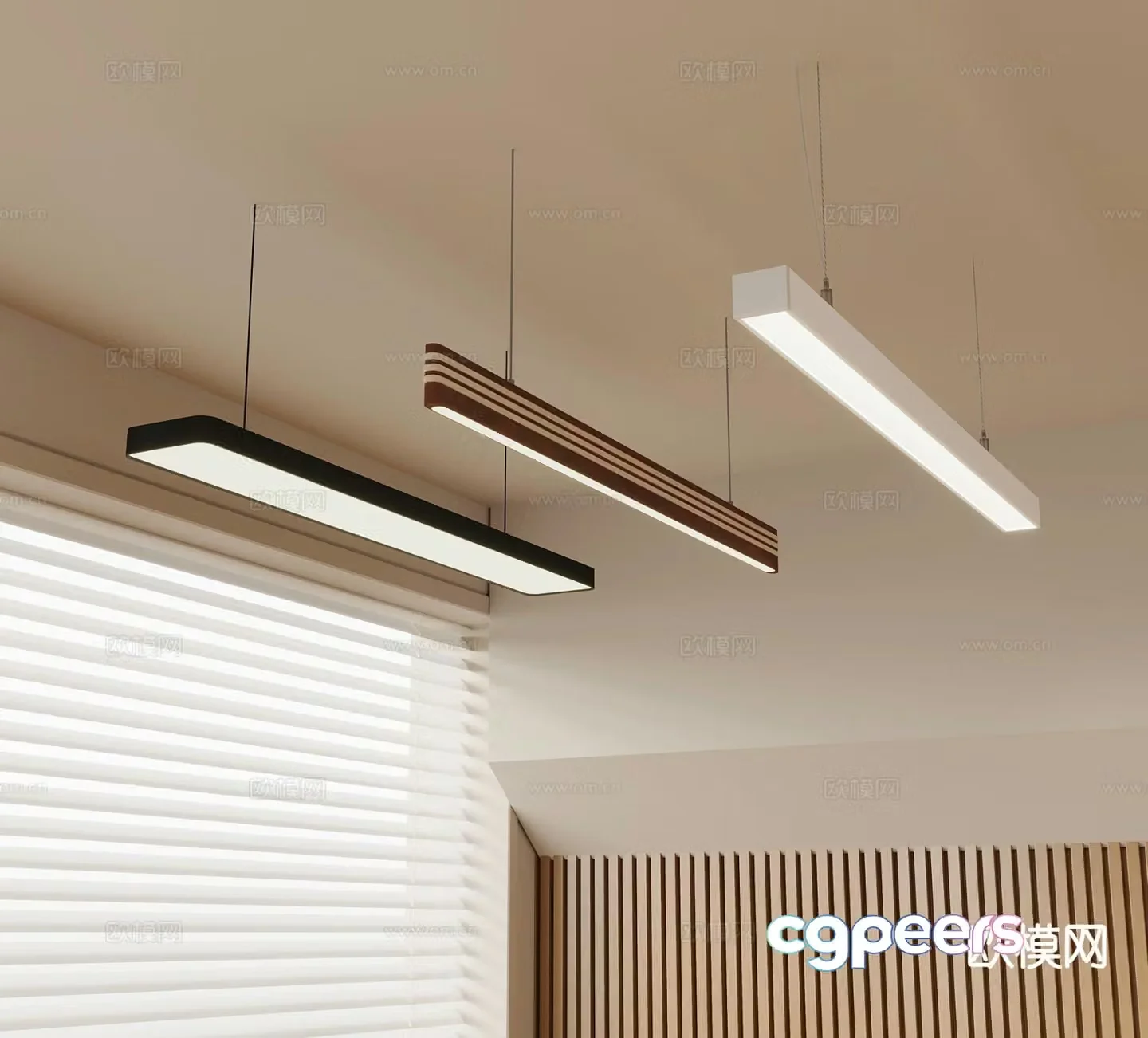 Modern office chandelier long chandelier 3d model