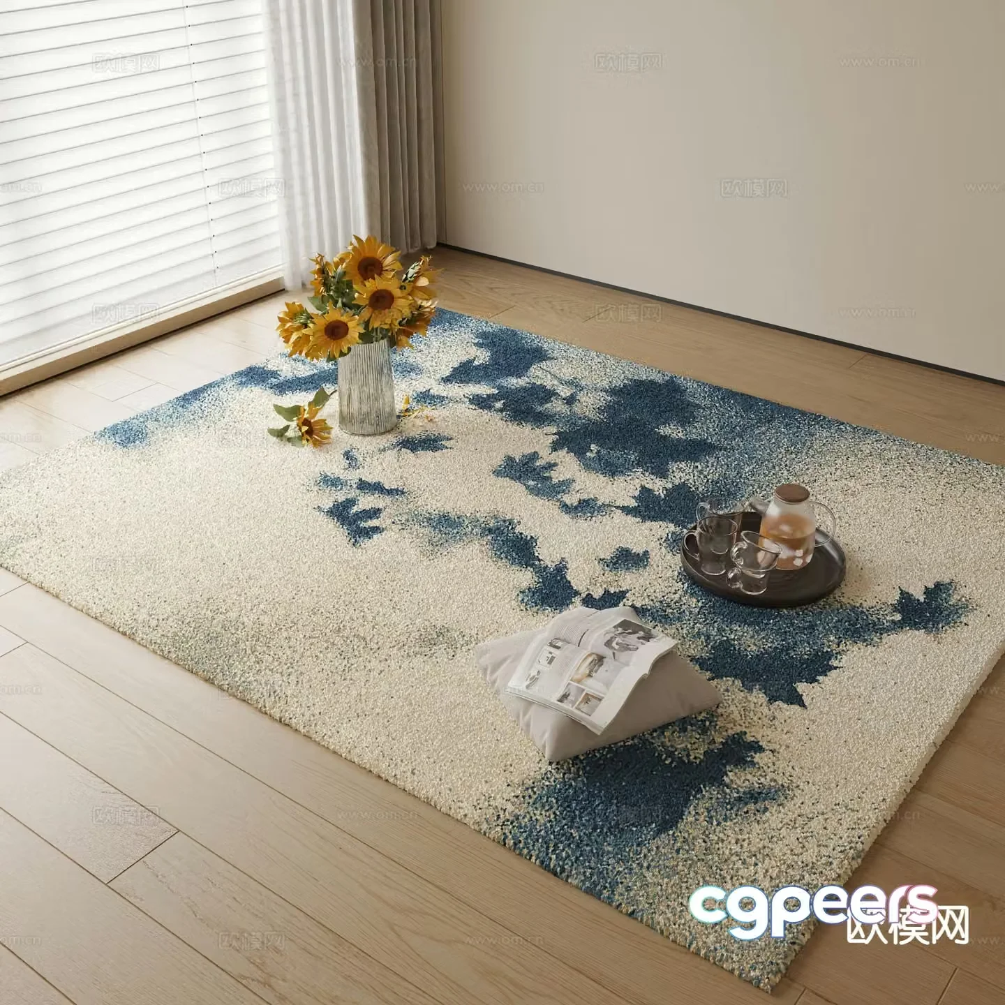 Decorative carpet square carpet 3d model