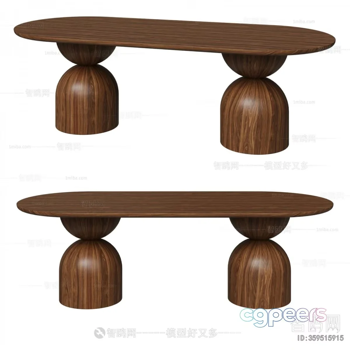 A Wooden Table With A Unique Design 3D Model – 12429 – VRAY Render