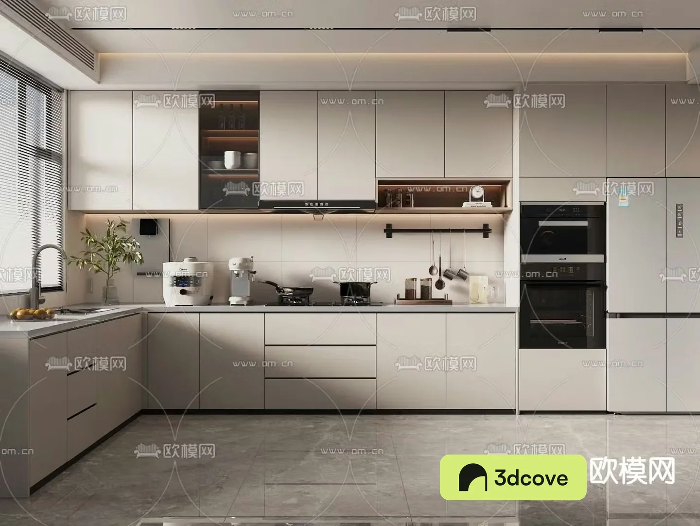 Creamy Kitchen Cabinet