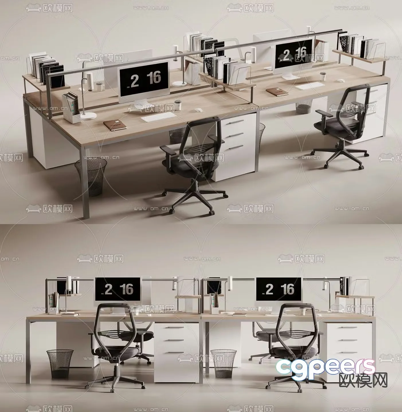 Card space office desk and chair work station 3D model