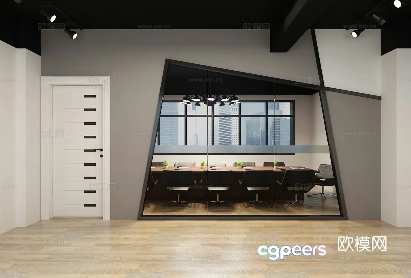 Industrial style conference room 3d model