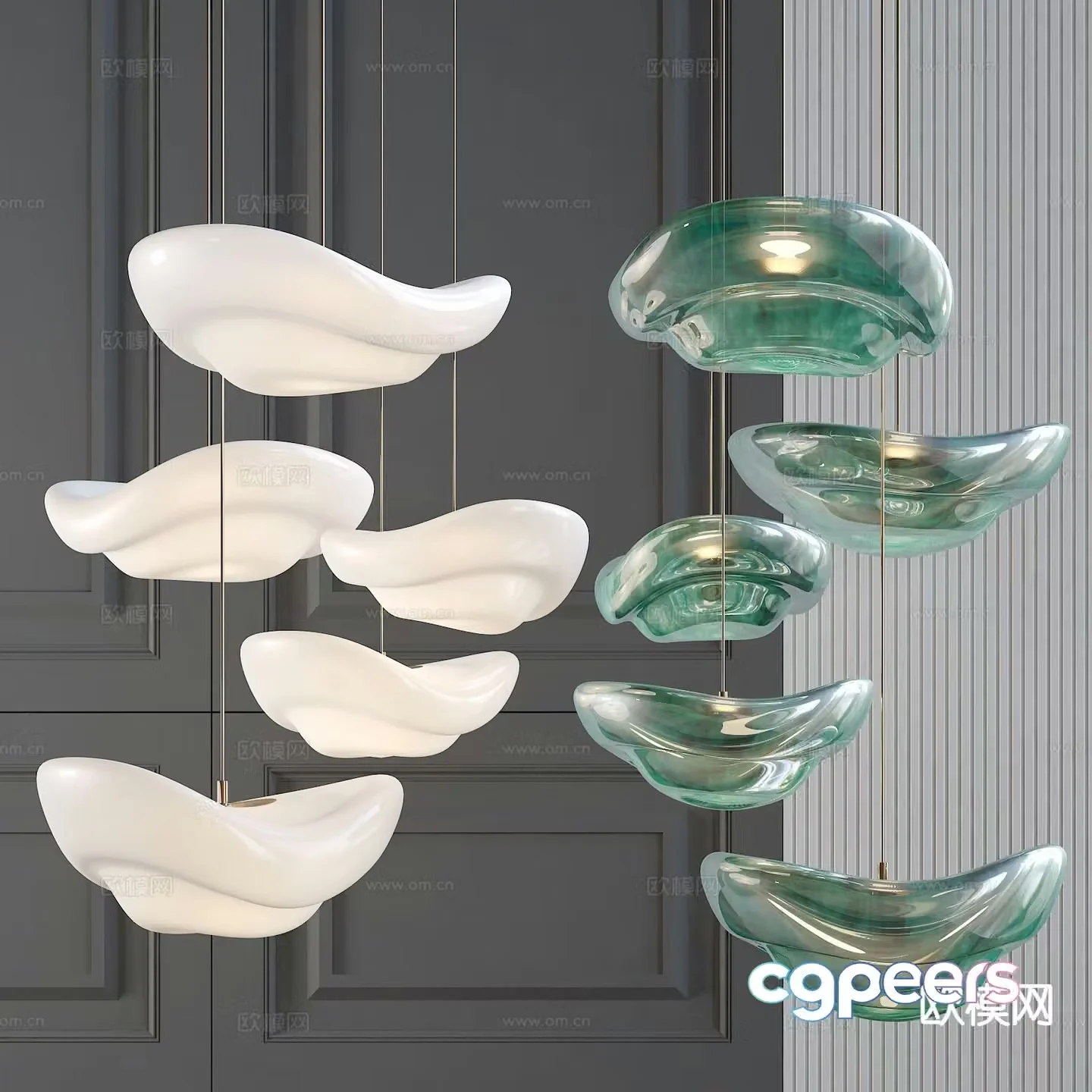 Light luxury chandelier glass chandelier 3d model