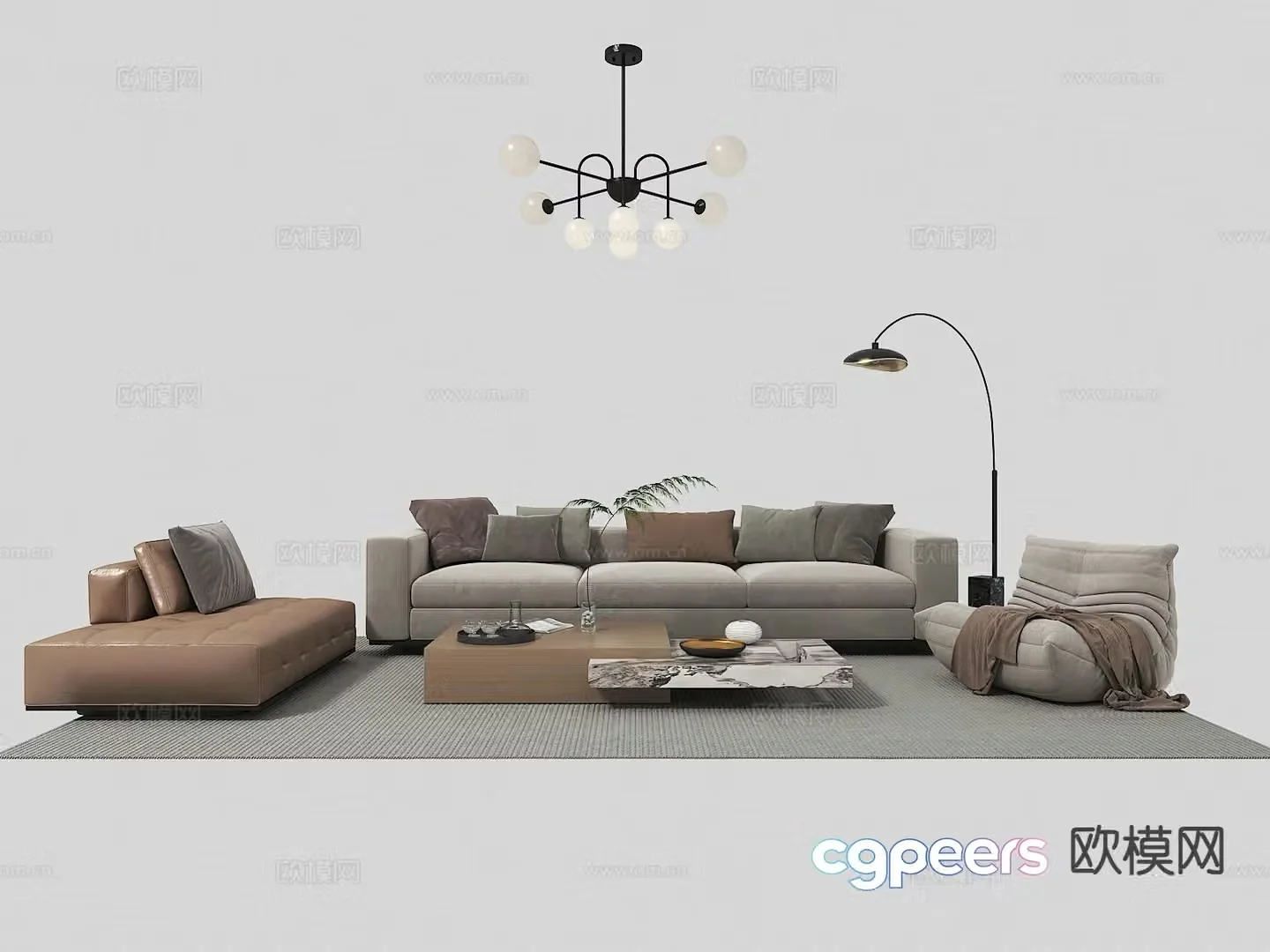 Modern sectional sofa 3d model