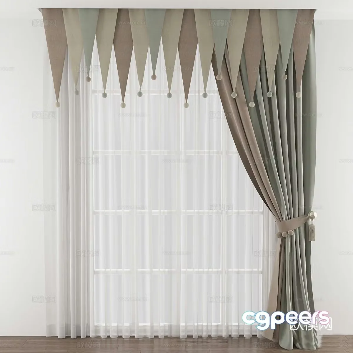 New Chinese children’s curtains 3D model