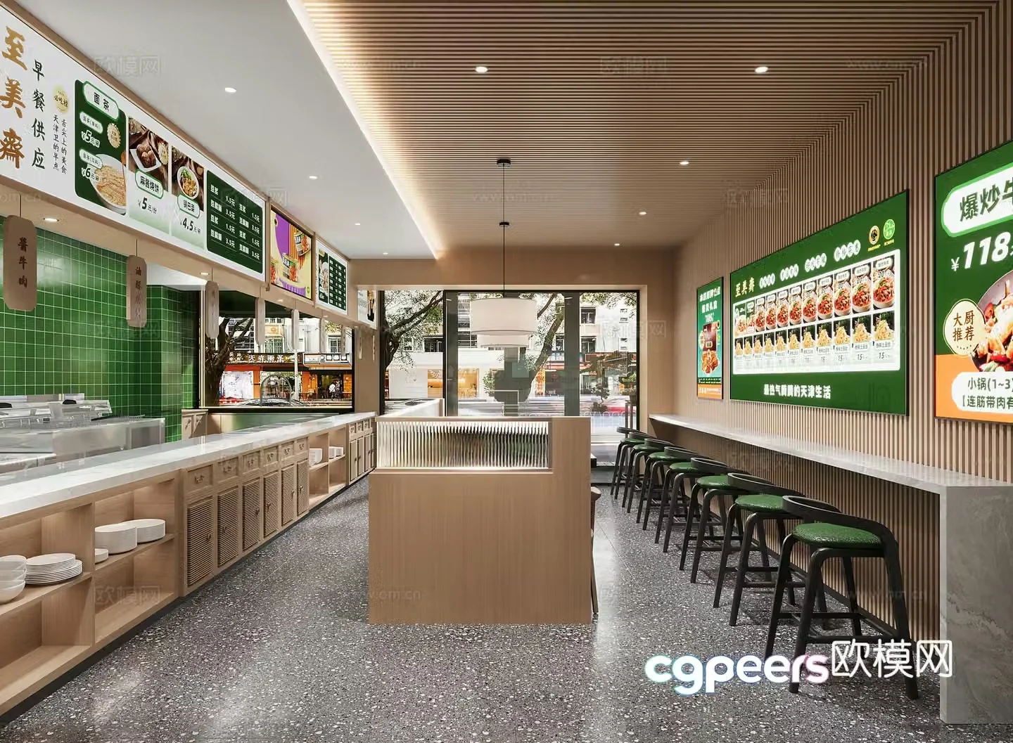 Modern fast food restaurant breakfast shop 3d model