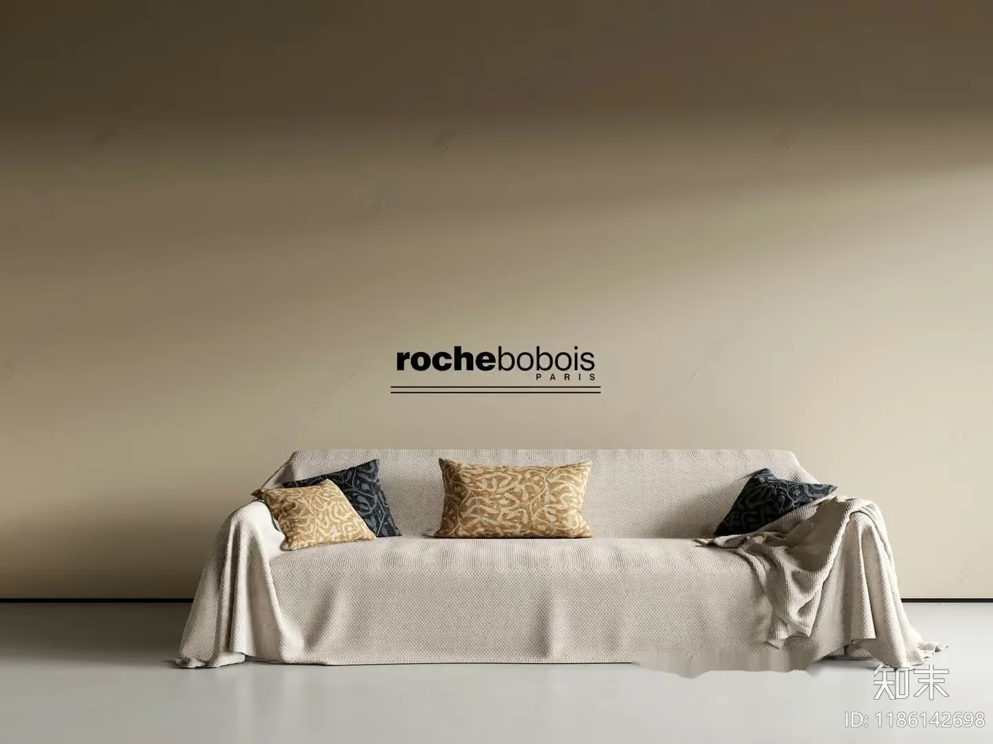 A Modern Sofa With Throw Pillows 3D Model – 2600 – VRAY Render