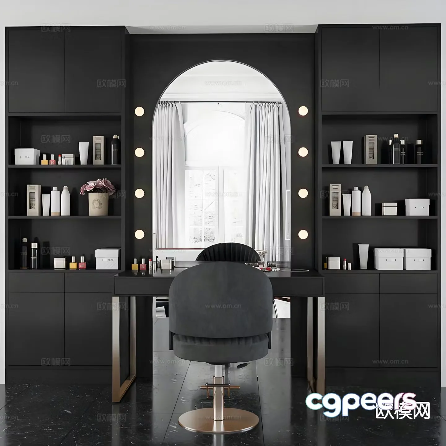 Dark style dressing table 3D model