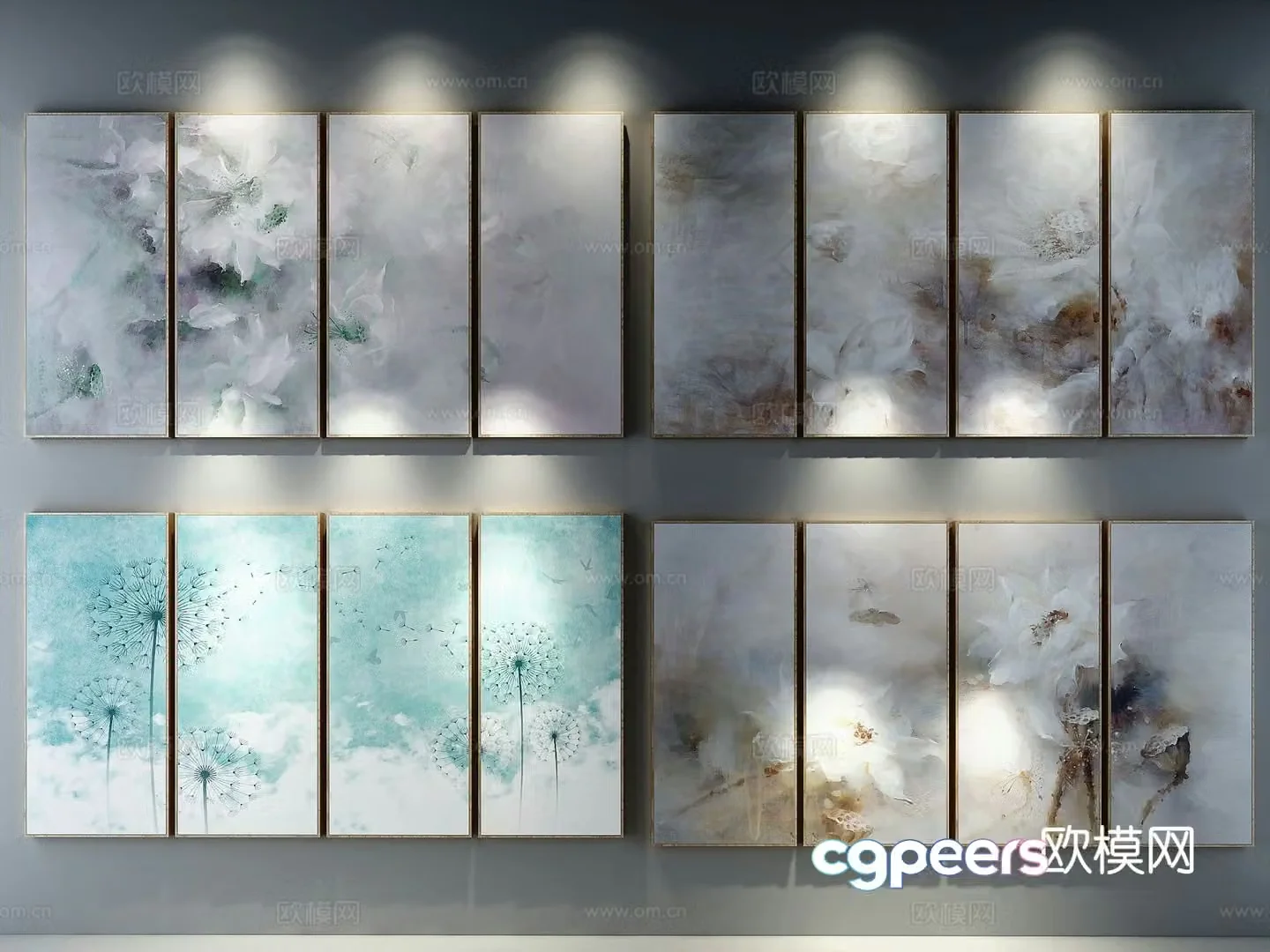 New Chinese style flower painting decorative painting 3d model