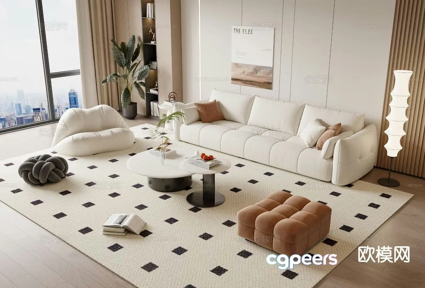 Cream style modular sofa 3d model