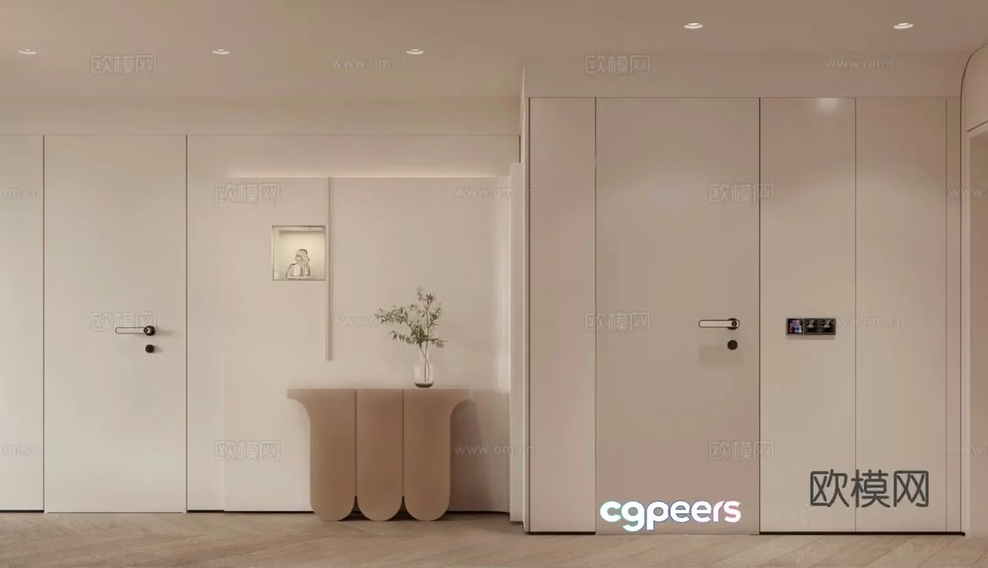 Minimalist entrance hall aisle passage 3D model