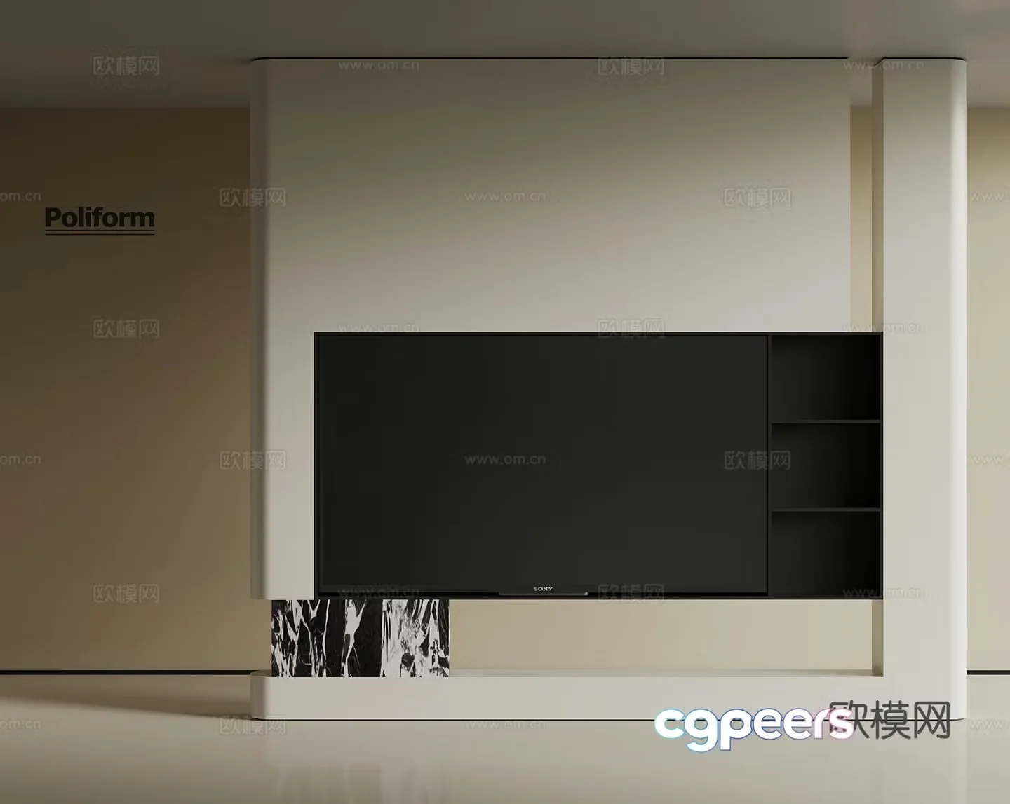 Modern TV background wall partition wall 3d model