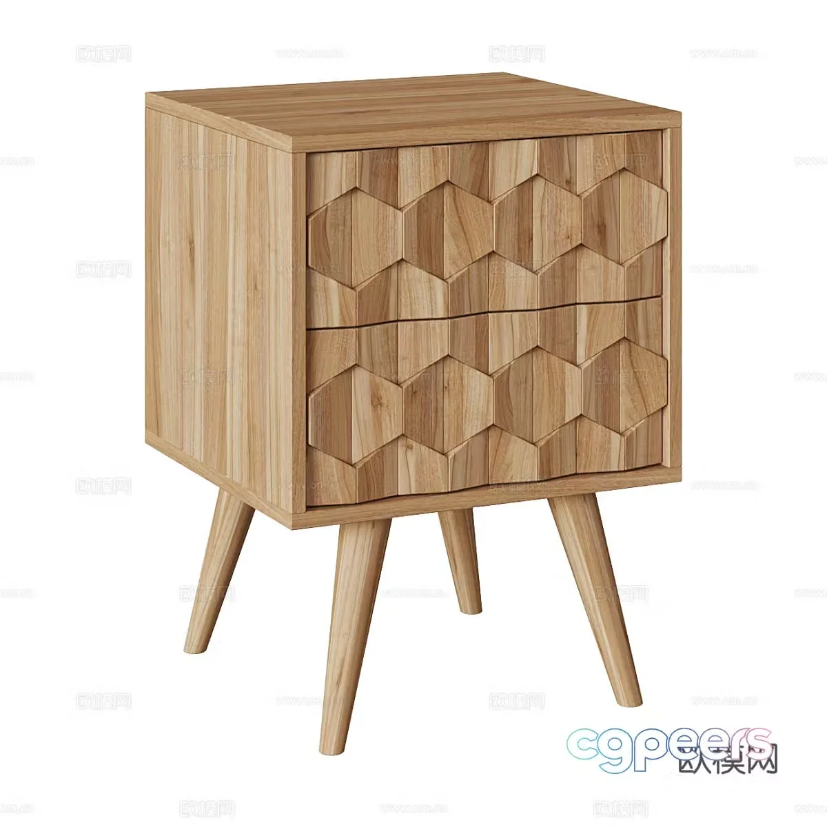 Modern Nordic log bedside table 3d model