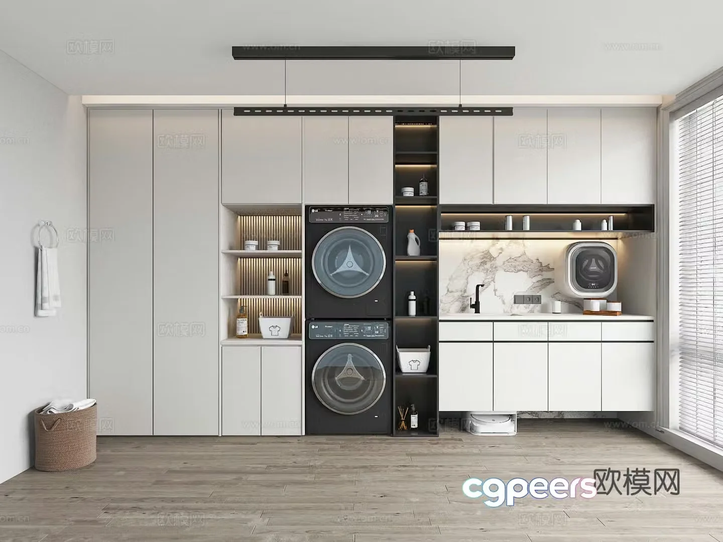 Modern balcony washing machine cabinet 3d model