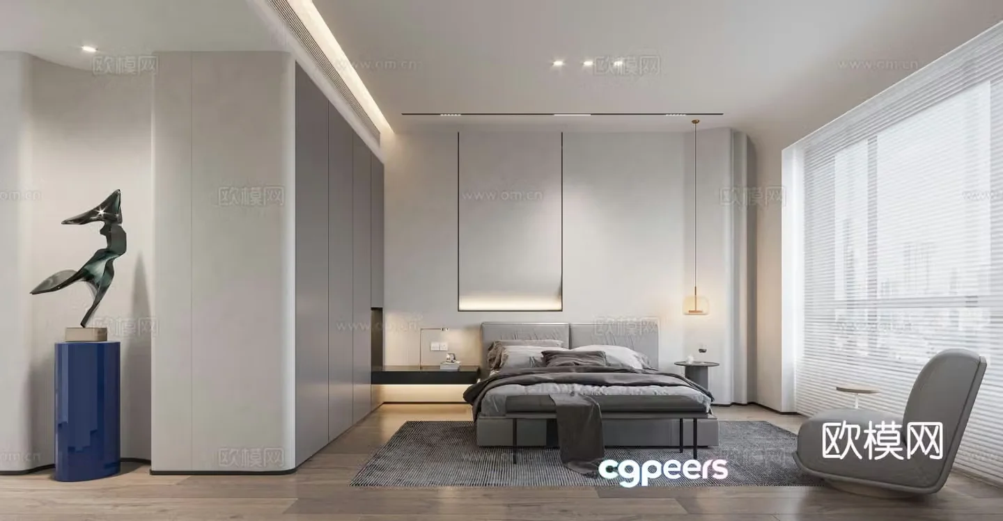 Modern minimalist bedroom master bedroom 3d model