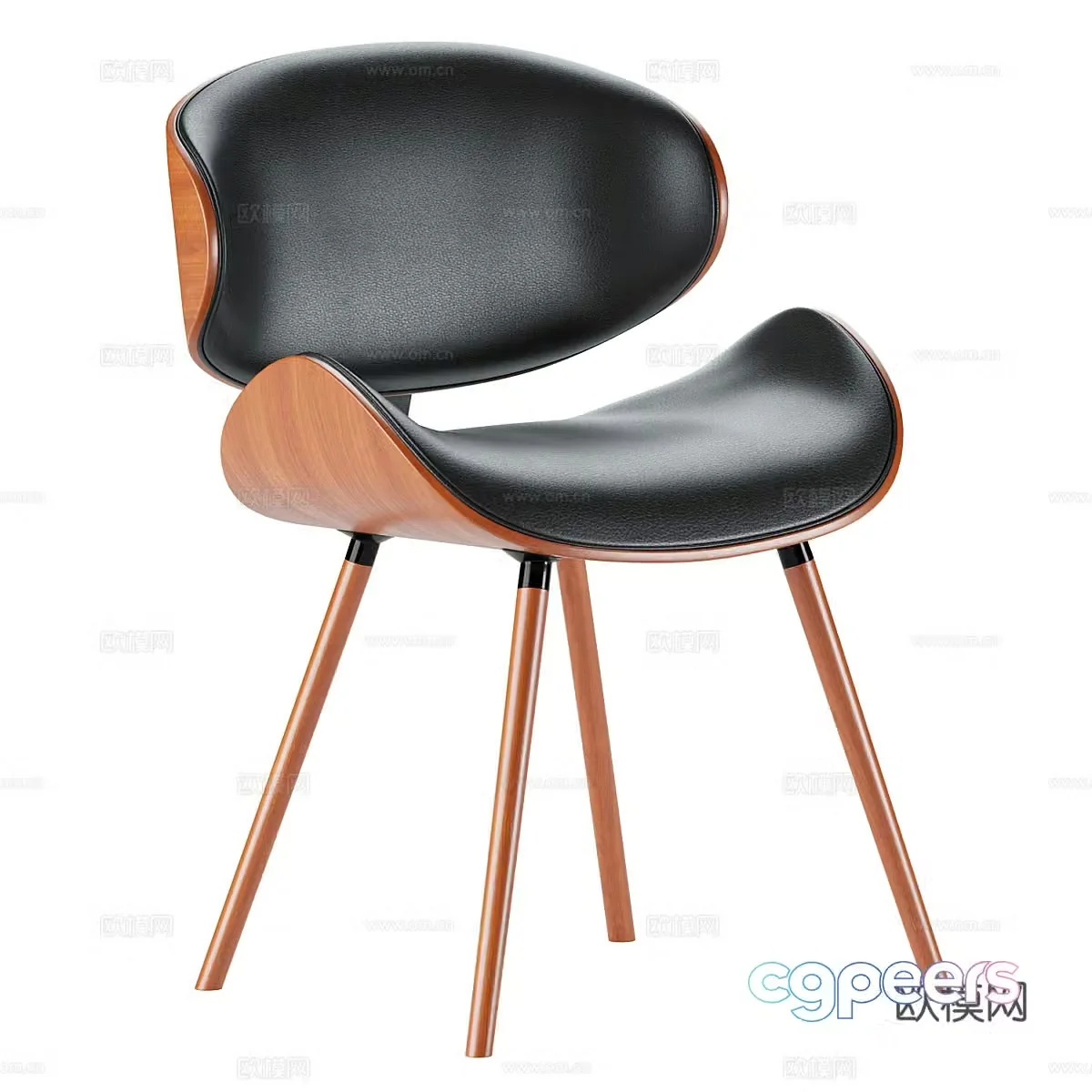 Modern Italian wooden leather single chair 3d model