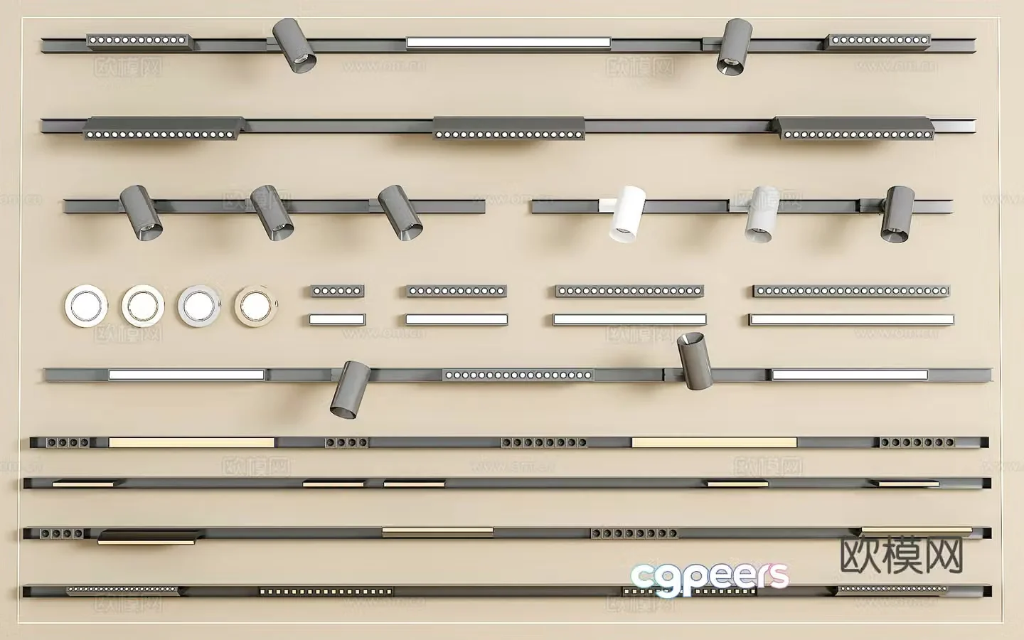Track spotlight downlight linear lamp embedded downlight magnetic spotlight 3D model