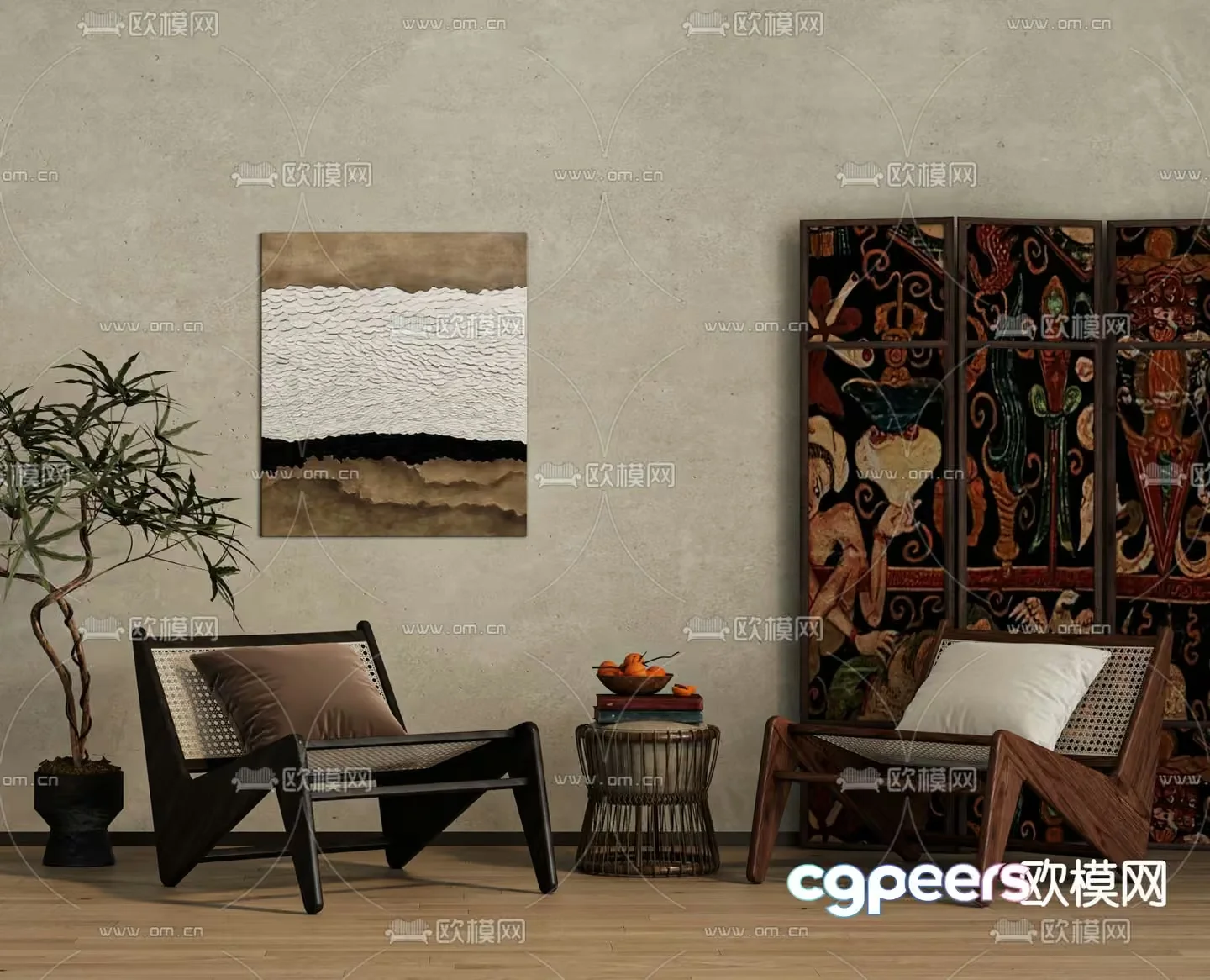 Modern Living Room 3D Model – 5123 – VRAY Render