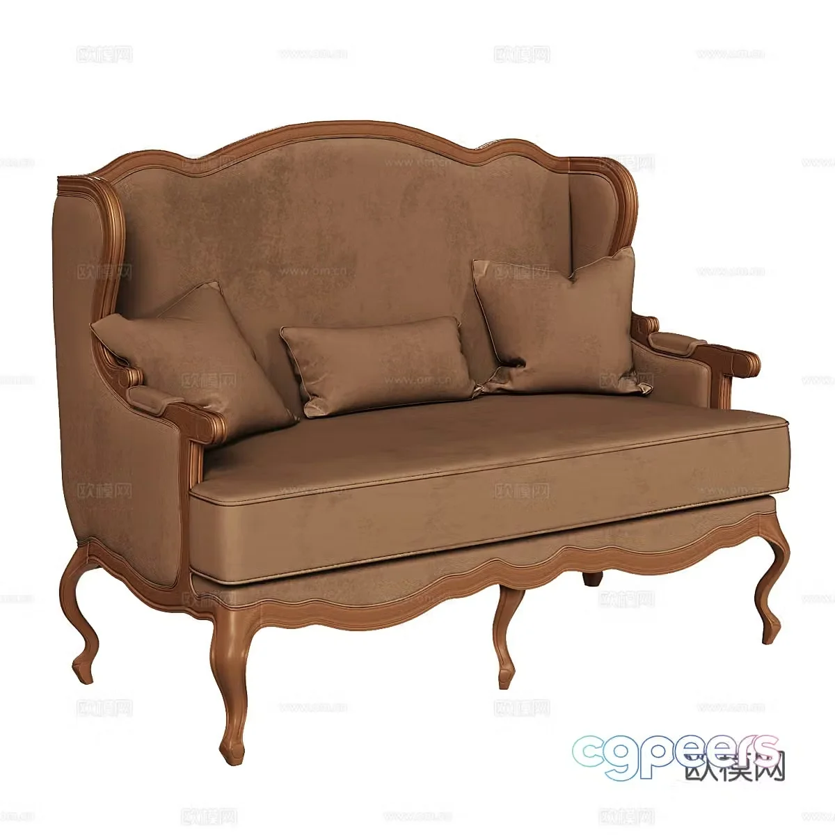 American simple double sofa American double sofa Living room sofa 3D model
