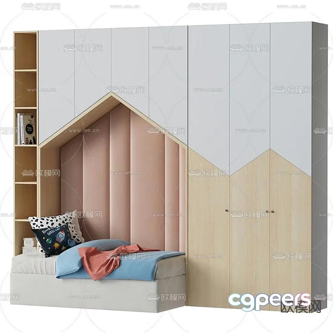 Modern children’s bookcase 3d model