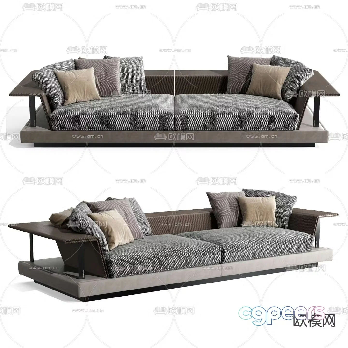 Poliform double upholstered sofa 3d model