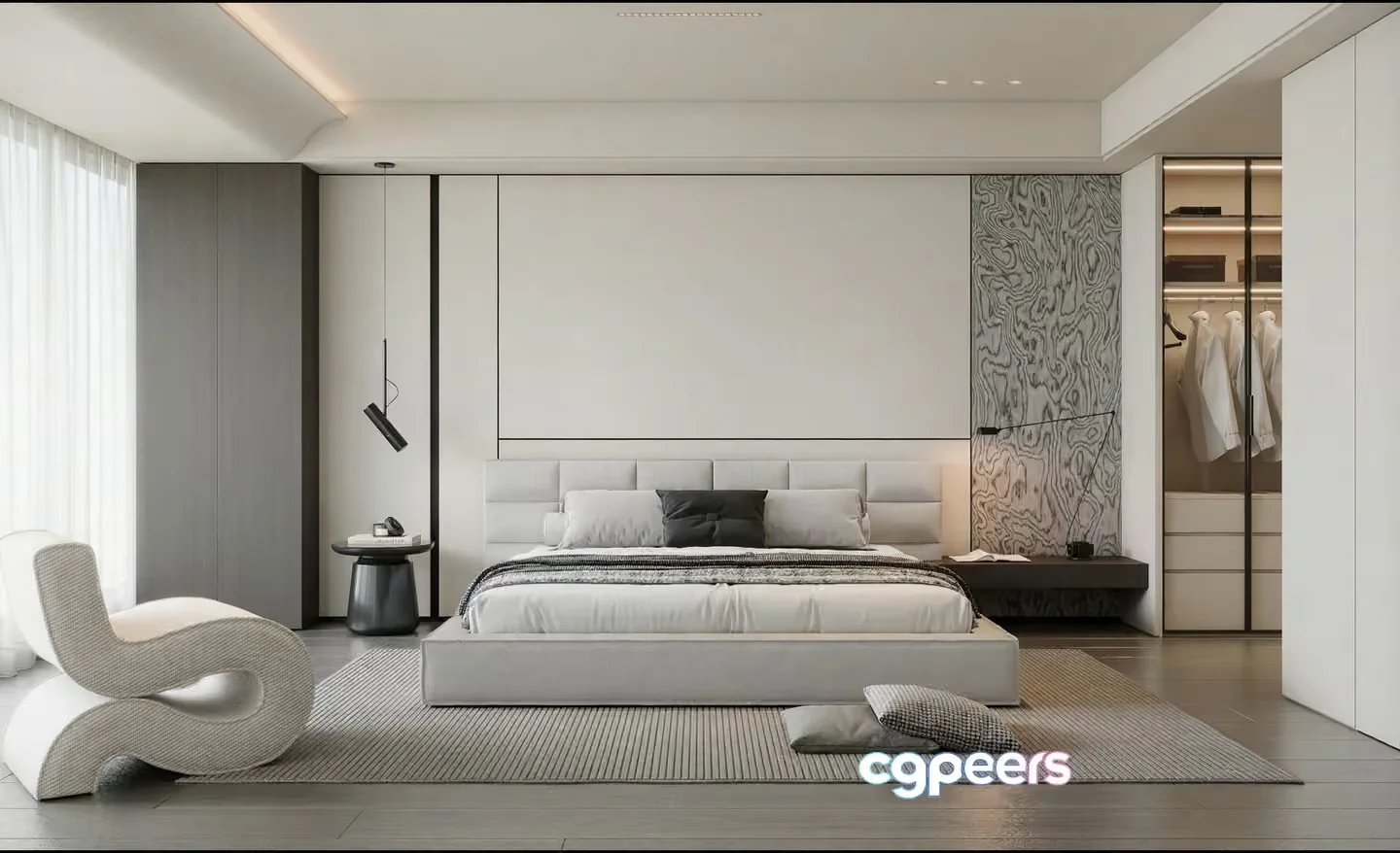 Modern Minimalist Bedroom 3D Model – 2474 – CORONA Render