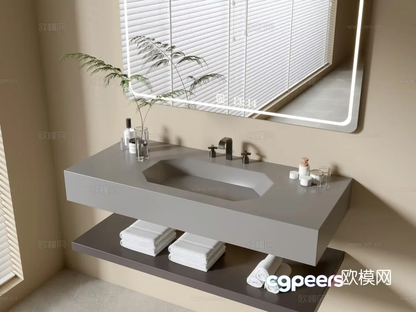 Modern bathroom cabinet bathroom basin bathroom ornaments mirror cabinet sink 3d model