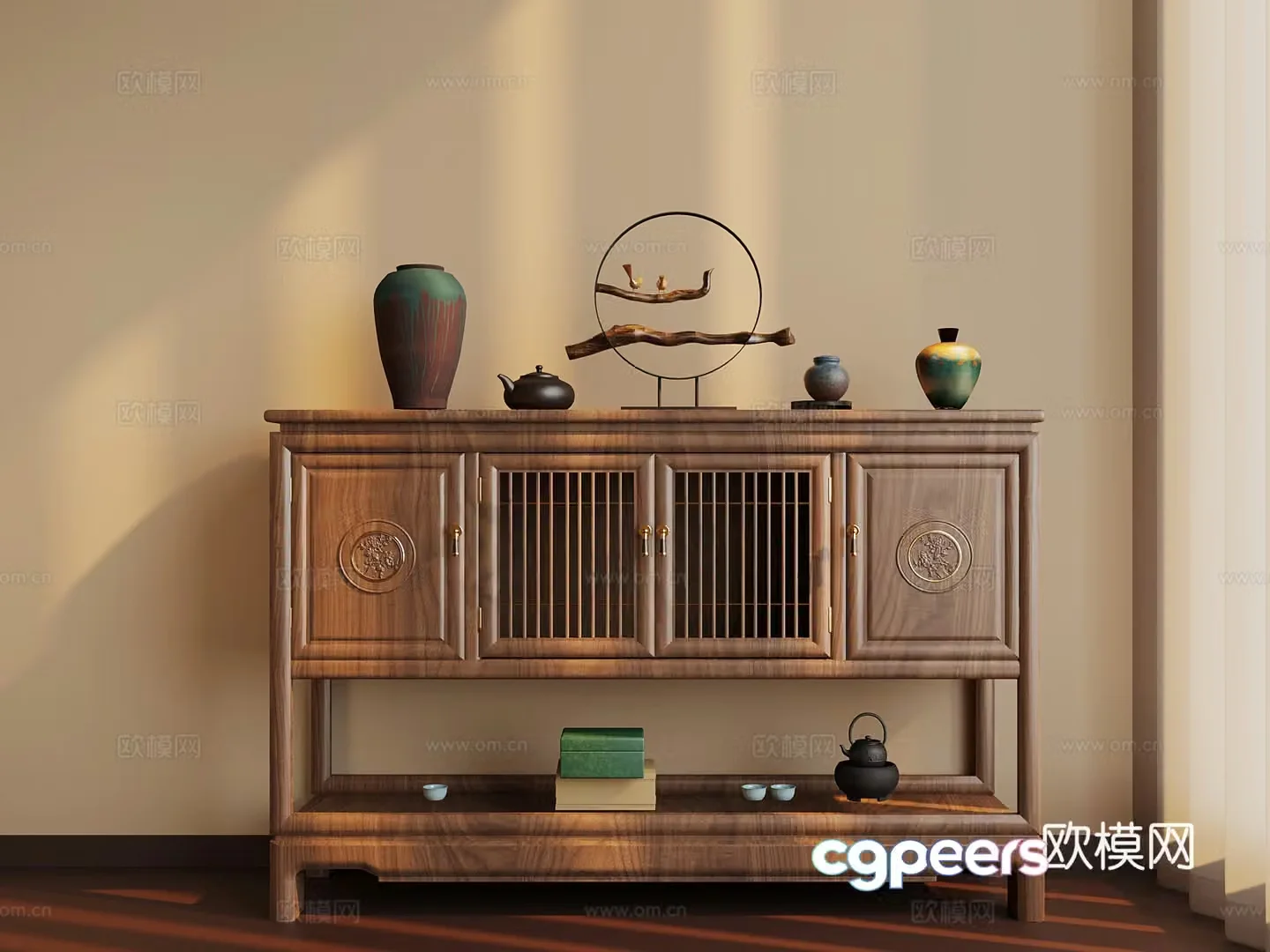 New Chinese side cabinet tea cabinet 3D model