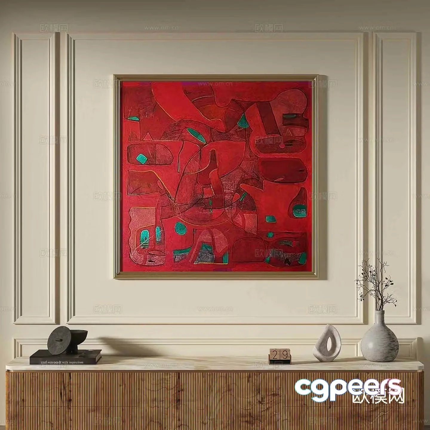 French abstract painting decorative painting 3d model