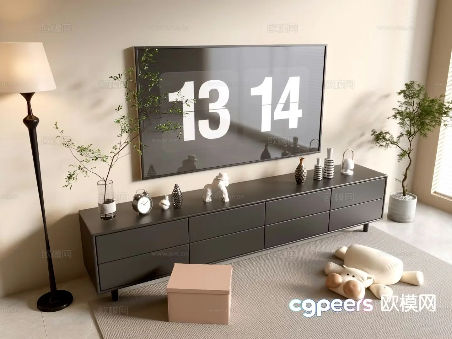 Modern black tv cabinet 3d model
