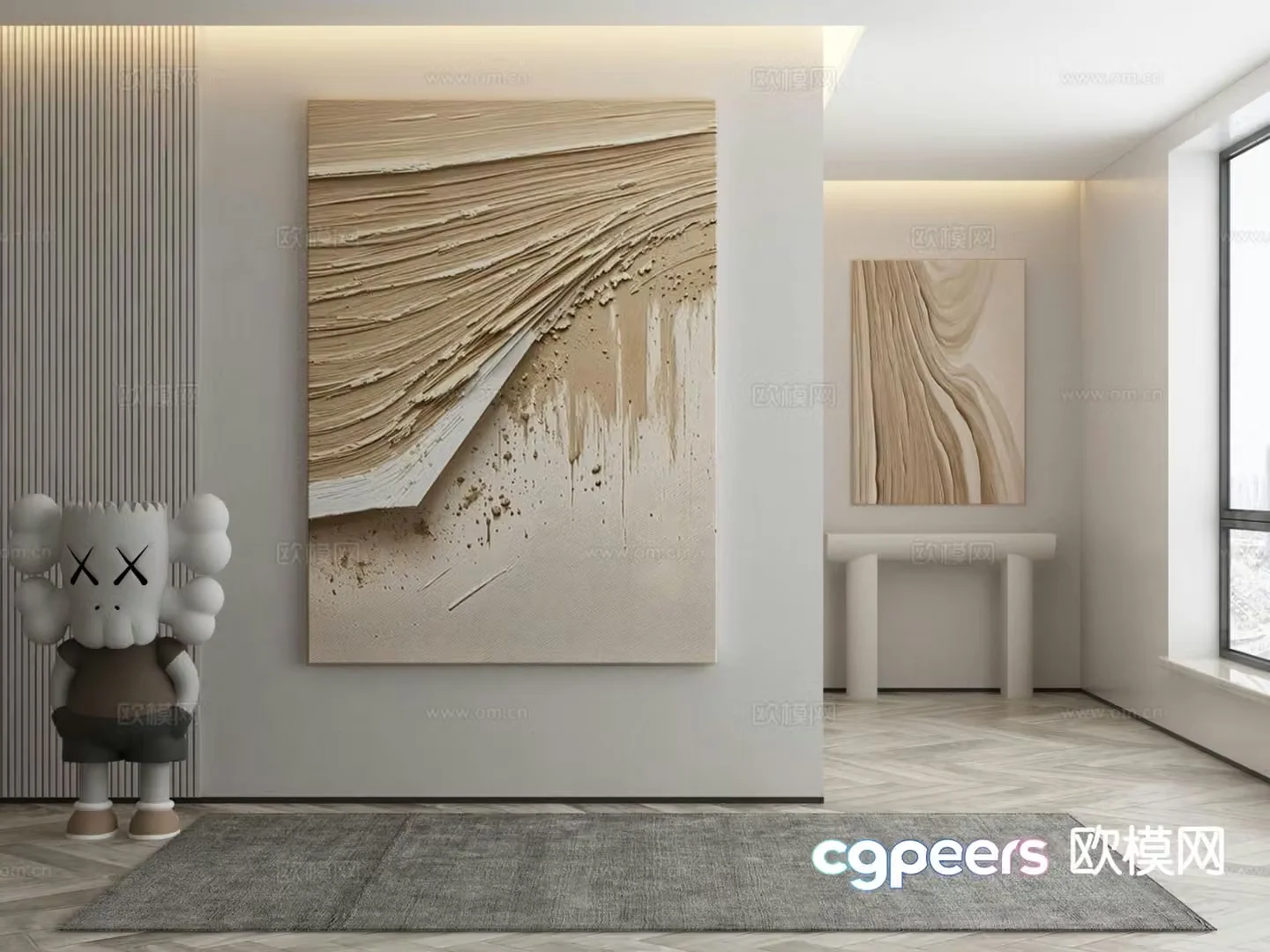 Modern decorative painting texture painting abstract painting 3d model