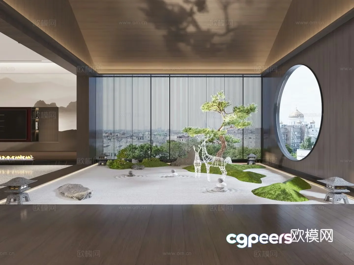 New Chinese style interior landscape dry landscape 3D model