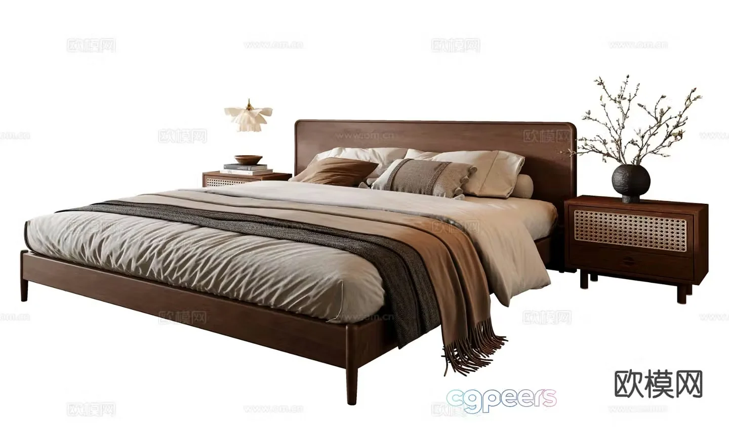 Wabi-sabi double bed 3d model