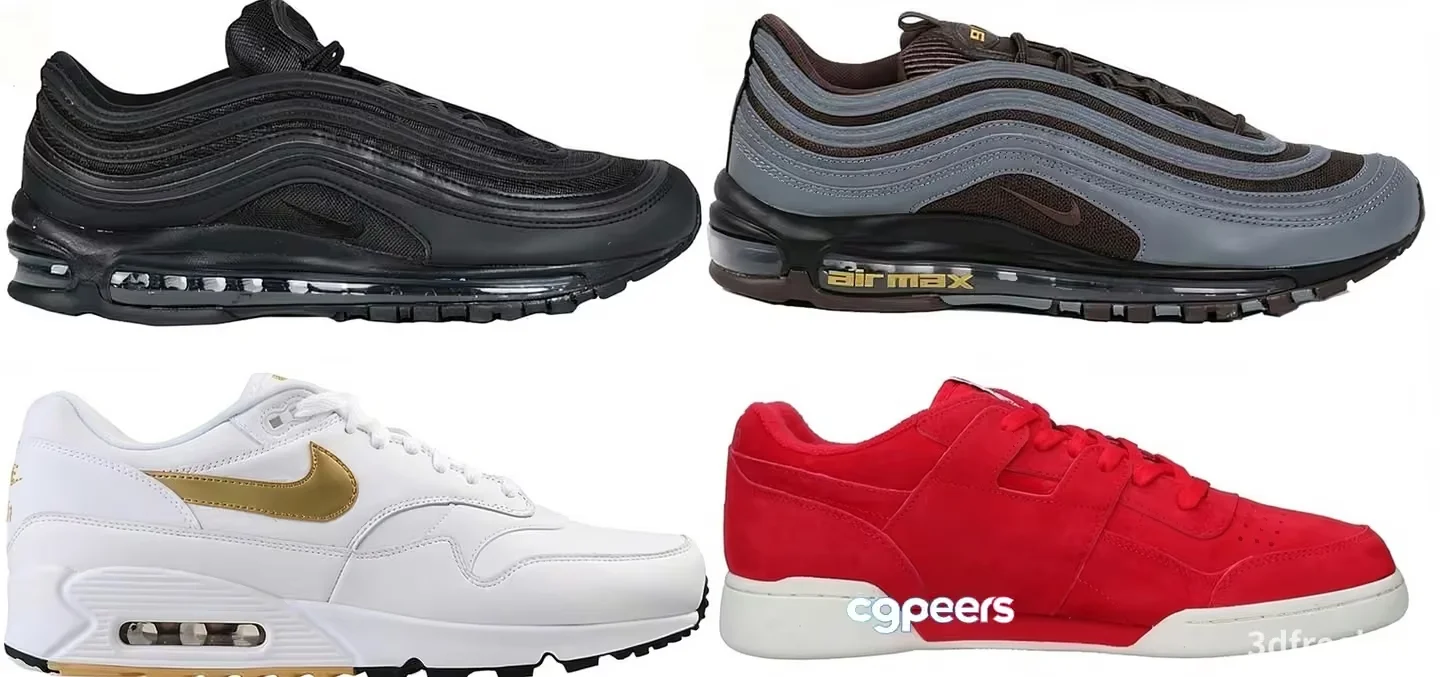 Four Different Nike Sneakers 3D Model – 15811 – VRAY Render