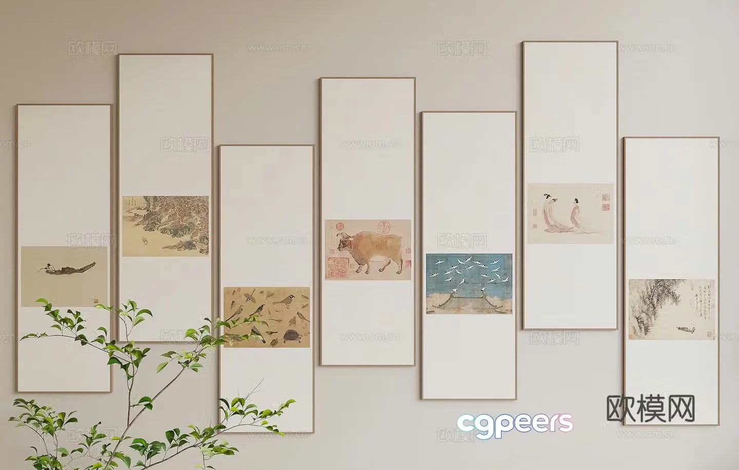 New Chinese style hanging painting 3D model