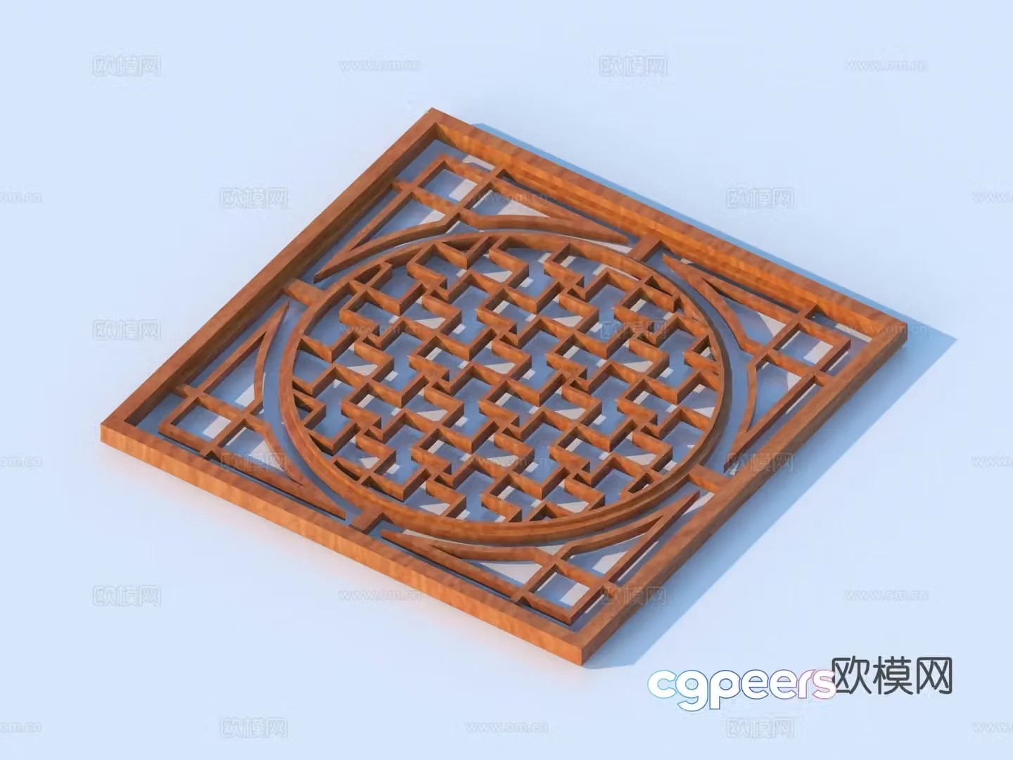 Carved window Grating window Hollow window Relief Wood carving 3D model